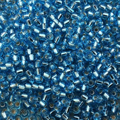 Miyuki Round Seed Beads Size 8/0 22g Silver Lined Aqua Blue