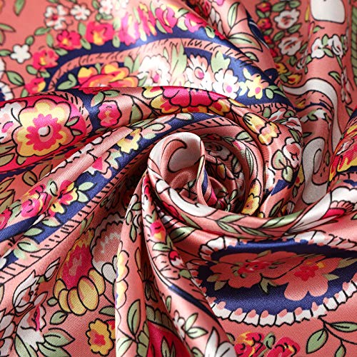 Awaytr Satin Large Square Head Scarves - 4Pcs Silk Like Neck Scarf Hair Sleeping Wraps Lightweight Scarfs For Women (Cashew(Light Blue/Pink/Coffee/White)) #TOP2