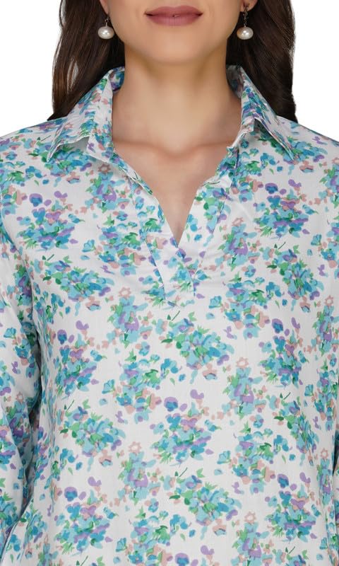 Image of Amazon Brand - Anarva Women's Printed Regular Fit 3 /4 Sleeve Top and Shirts