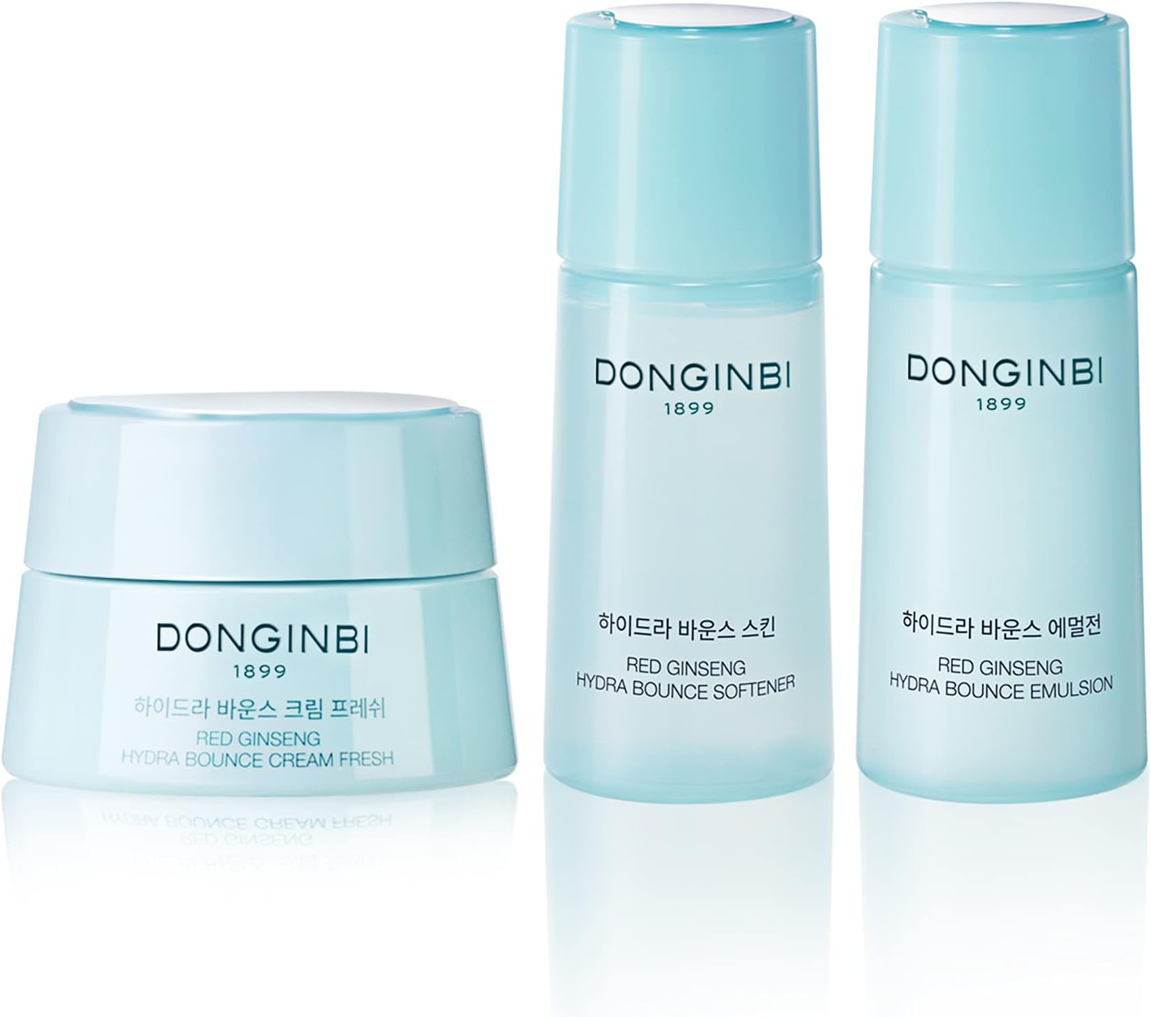 Red Ginseng Hydra Bounce Cream Fresh Travel Kit - Hydrating Toner with Hyaluron Acid, Soothing & Firming Cream, Red Ginseng Essence, Korean Skin Care Set Gifts for Women