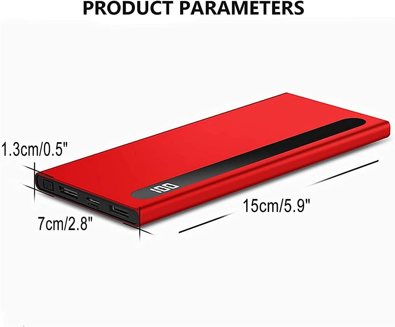Przenośna ładowarka Power Bank 100000 mAh, 2,1 A, szybkie ładowanie do telefonu, zewnętrzna bateria z cyfrowym wyświetlaczem LED, 2 porty USB i 2 wejścia USB-C, dla telefonu z systemem Android