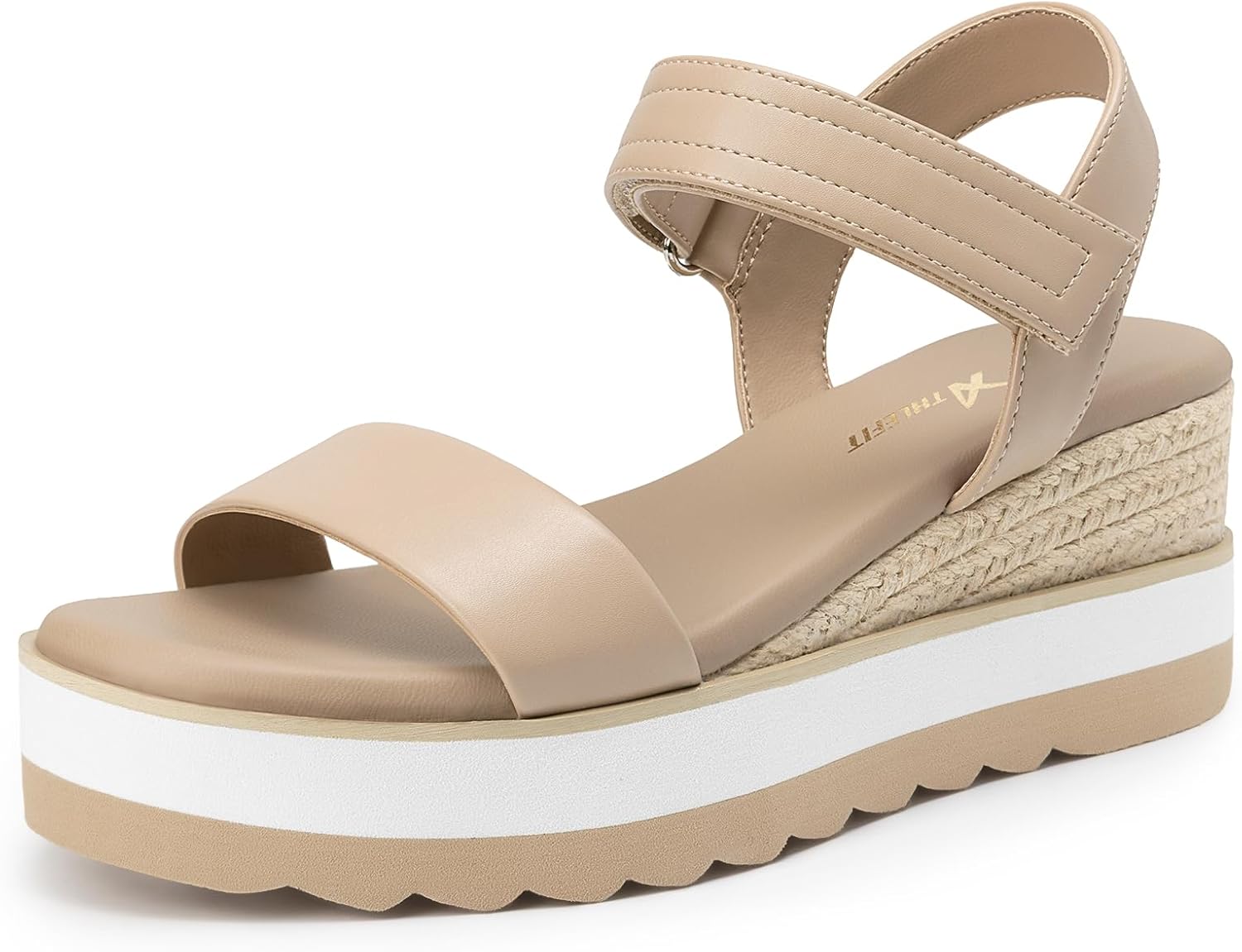 Athlefit Espadrille Wedge Sandals for Women, Open Toe Ankle Strap Low Wedge Heel Platform Sandals for Summer