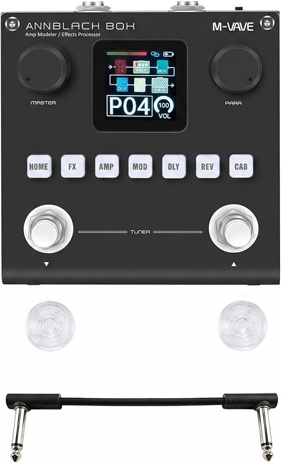 M-VAVE ANNBlackbox Black Multi Effects Guitar Pedal, Portable Multi Effects Processor with ANN Modeling, 80 Presets Effects Processor with Footswitch Topper(Random Color) and 6.35mm Audio Cable