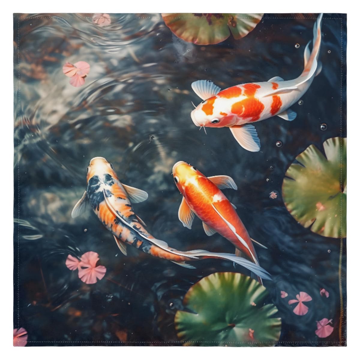 4 Stoffservietten Mit Korallen-Koi-Fisch Druck – 50,8 X 50,8 Cm Aus 100% Baumwolle, Maschinenwaschbar & Nachhaltig
