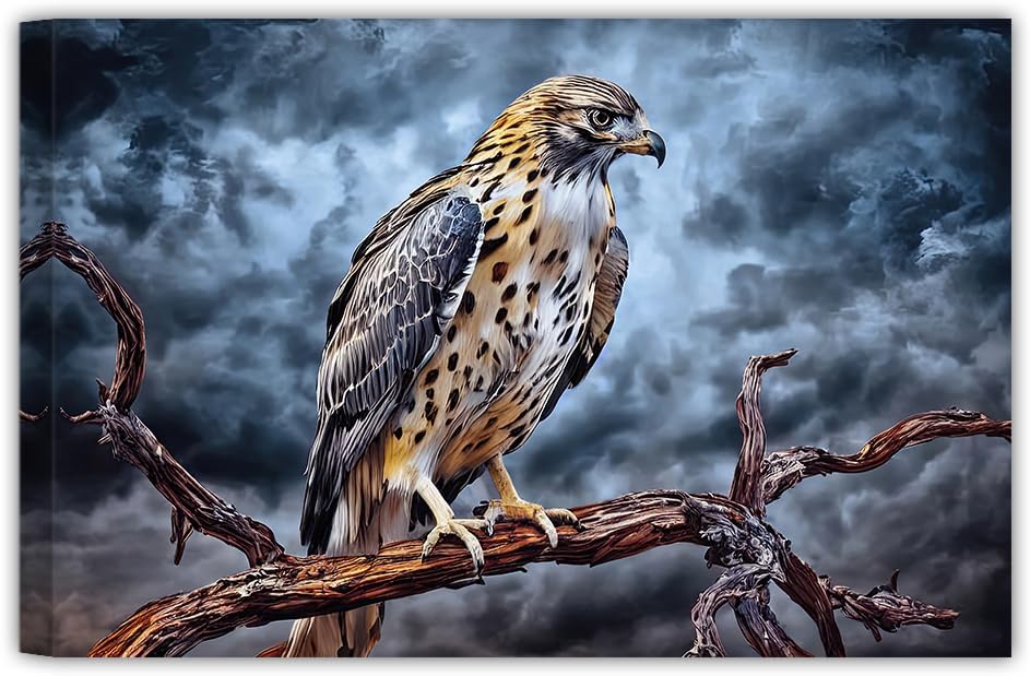 ZHOUWALLPIC Tropical Rain Forest Canvas Wall Art Colorful Parrot Paintings Birds Artwork Picture Prints Bathroom Decor Framed(Bird-1,16.00" x 24.00")