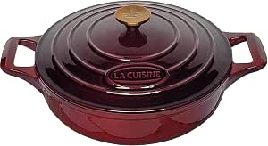 La Cuisine Enameled Cast Iron Braiser Shallow Dutch Oven Braising Sauté Pan 3.75 QT 11