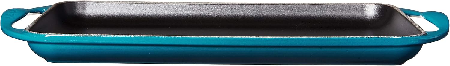 Le Creuset Enameled Cast Iron Rectangular Skinny Griddle, 13" x 8.5", Deep Teal