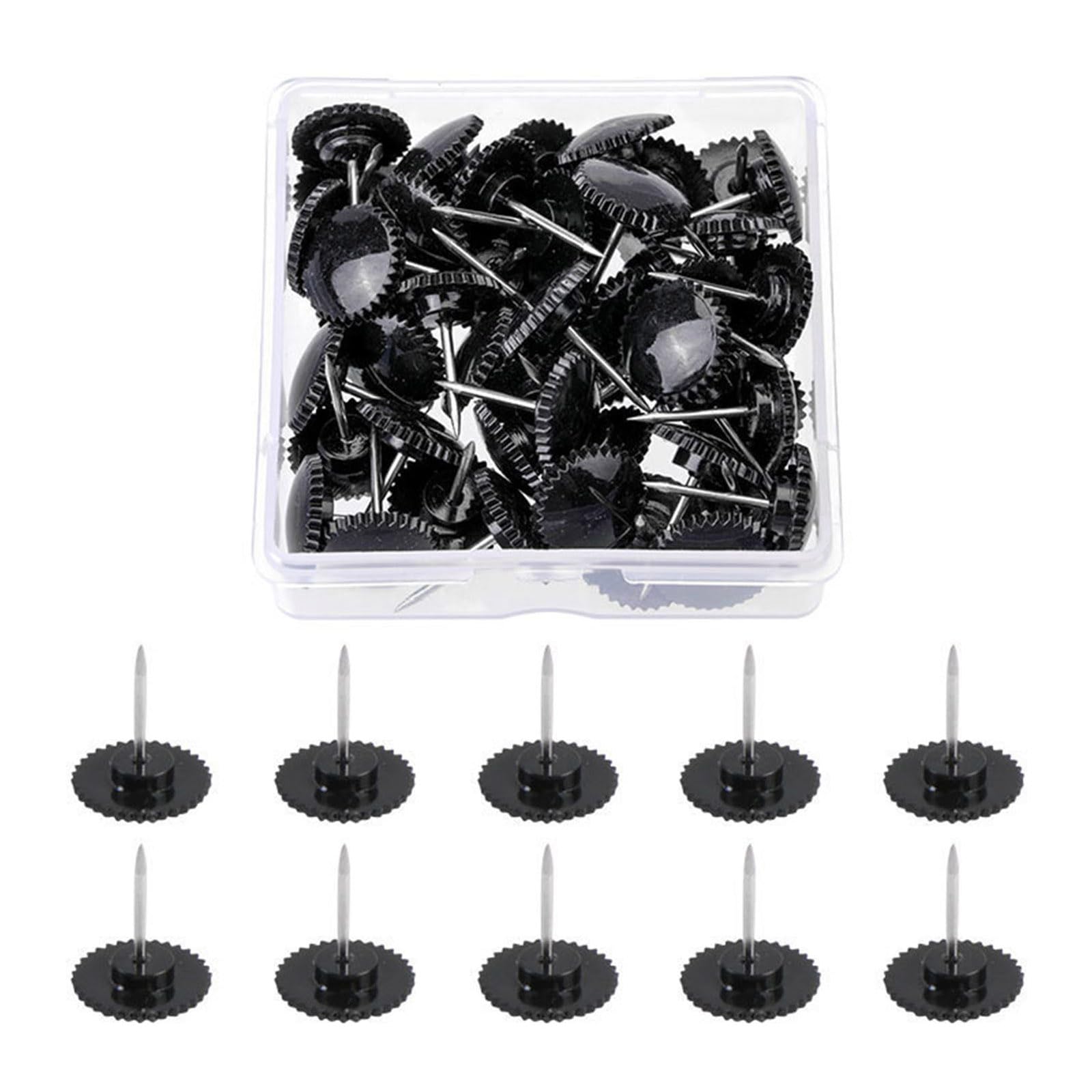 50Pcs Push Pins Cork Notice Board Thumb Tacks Drawing Pins Flower Star Gear Flat Head Pushpin for Bulletin Board Metal Pushpins
