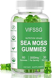 Sea Moss Gummies, 3000Mg Irish Seamoss Gummy Vegan for Adults & Kids with Organic Bladderwrack, Burdock Root and Apple Cider Vinegar Supplement 60 Gummies Pack of 1