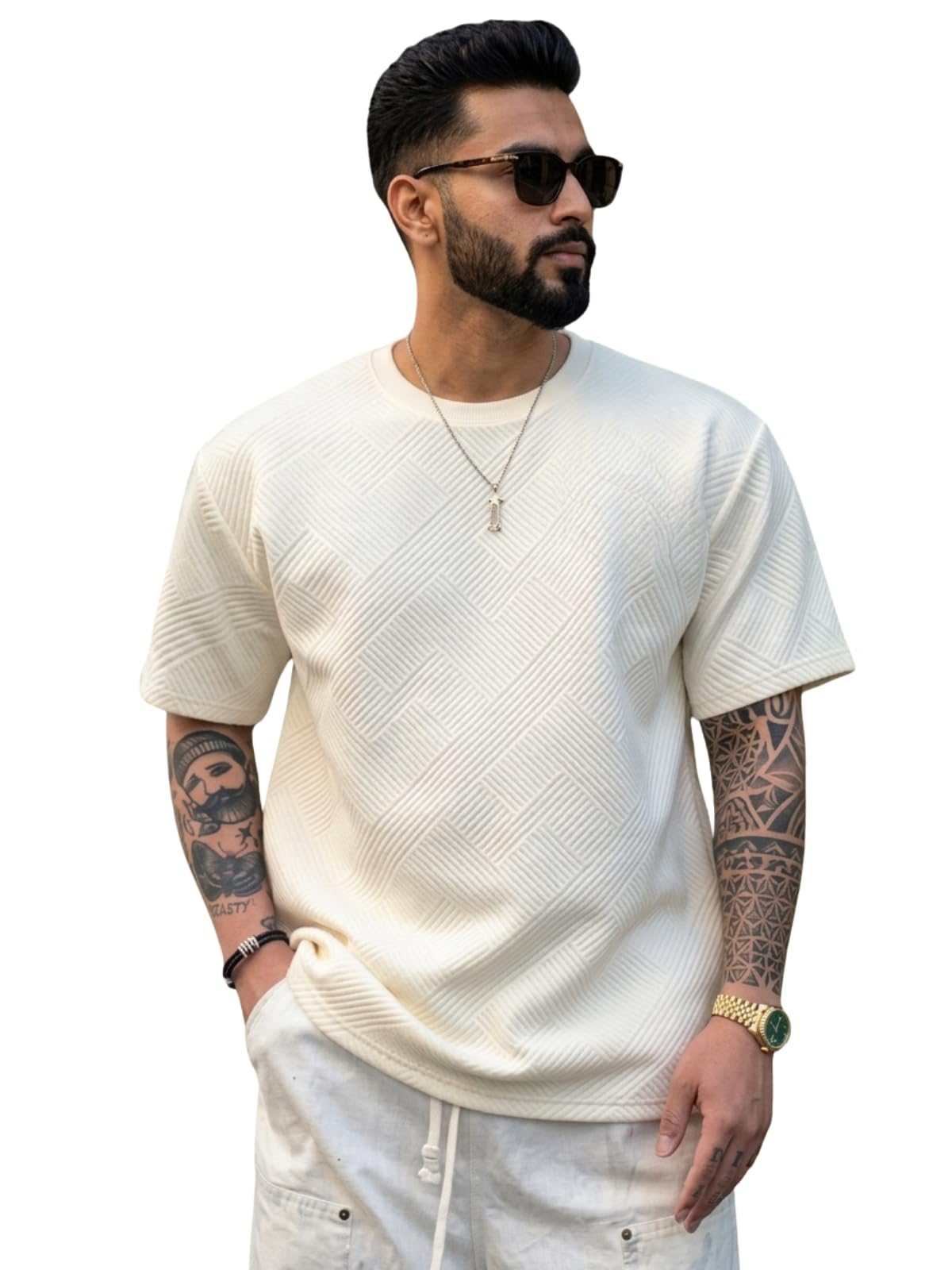 greciilooks Oversized T Shirt for Men |Summer T-Shirt for Man | Men's Textured Knit Tshirts Summer Casual Round Neck Tee - Lightweight Short Sleeve Streetwear Fashion Trendy Everyday Wear-picture-10