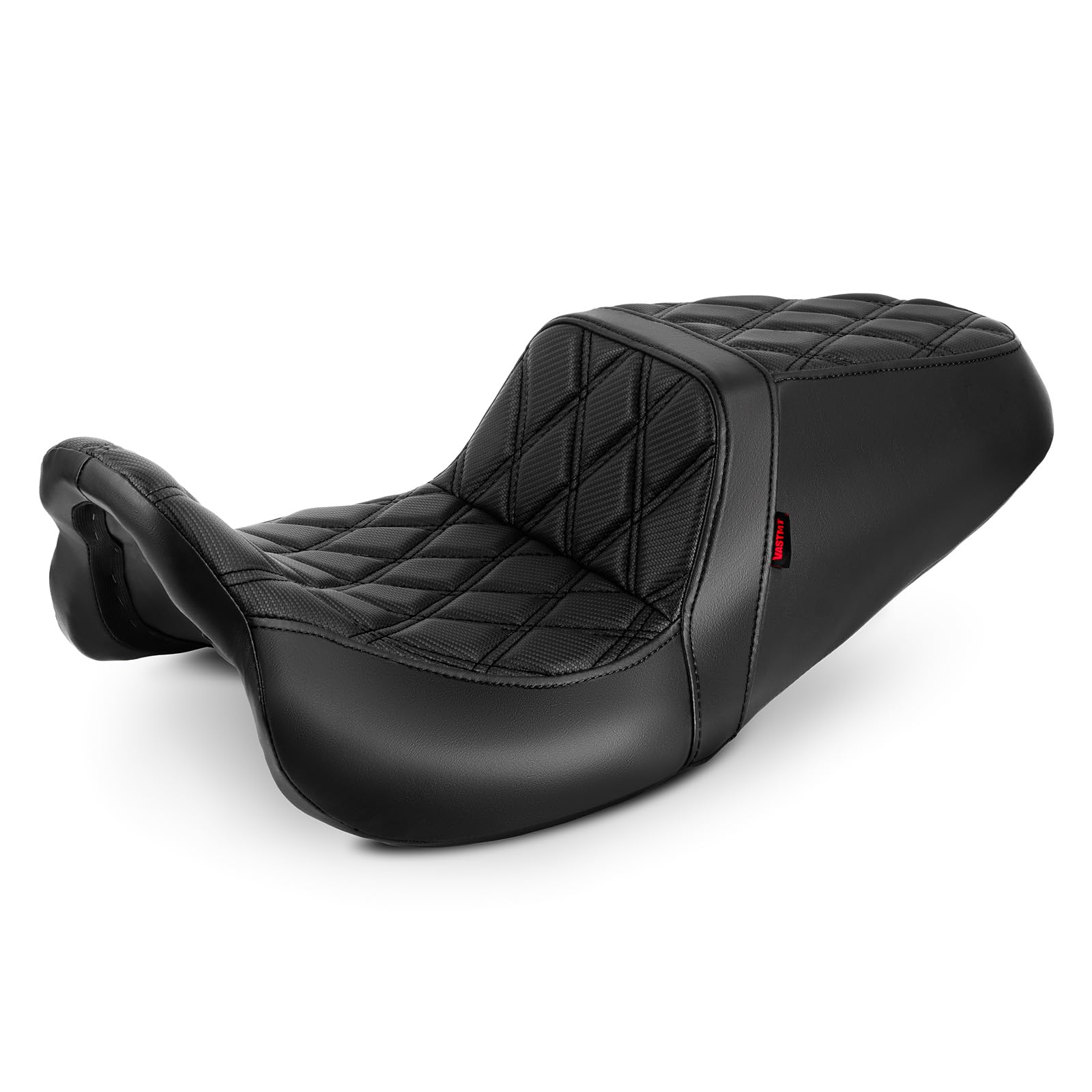 One-Piece Driver and Passenger Seat with Diamond Pattern Stitching Fit for Harley Touring Road King Road Glide Street Glide Electra Glide 2008-2023 Models (Black Stitching)