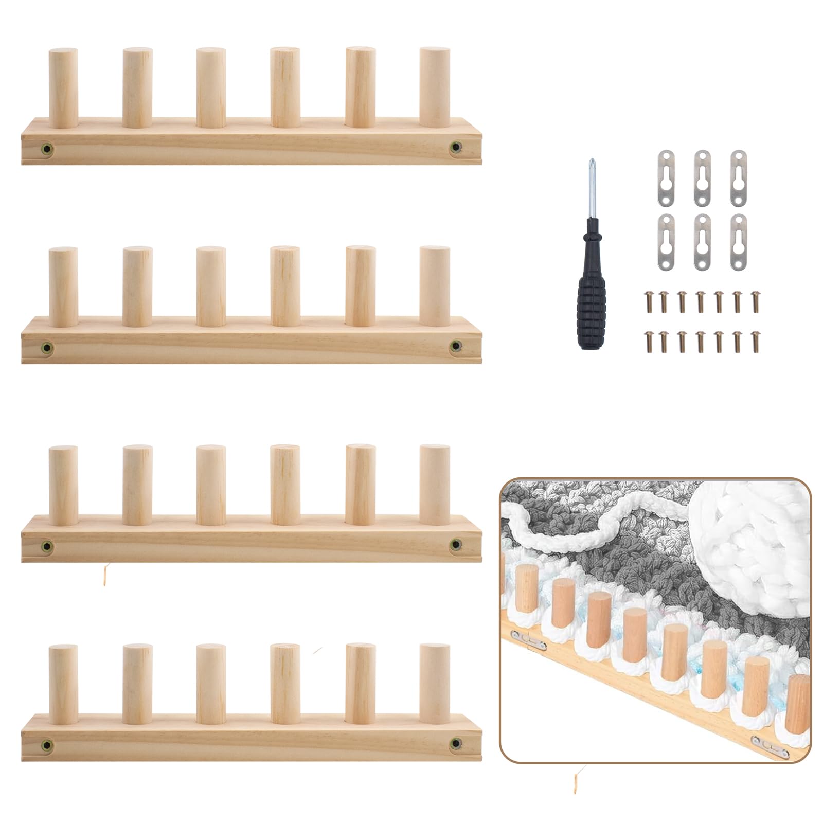 KeaJuidy Rama z dzianiny do produkcji sufitu, 120 cm, zestaw z drewna do grubej przędzy, łącznie z narzędziem montażowym, do grubej przędzy, majsterkowania i prezentów