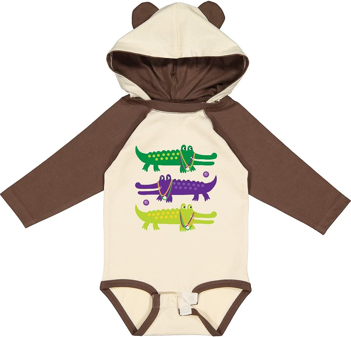 inktastic Mardi Gras Holiday Alligators Long Sleeve Creeper