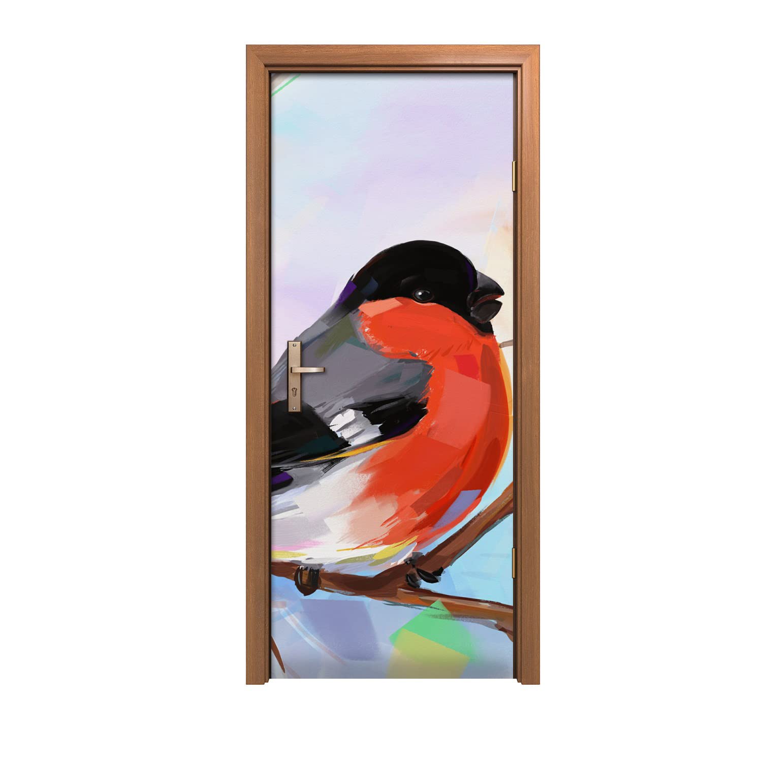 Oiseau rowan autocollant de porte 80x200cm pour créer une ambiance nature dans votre salon