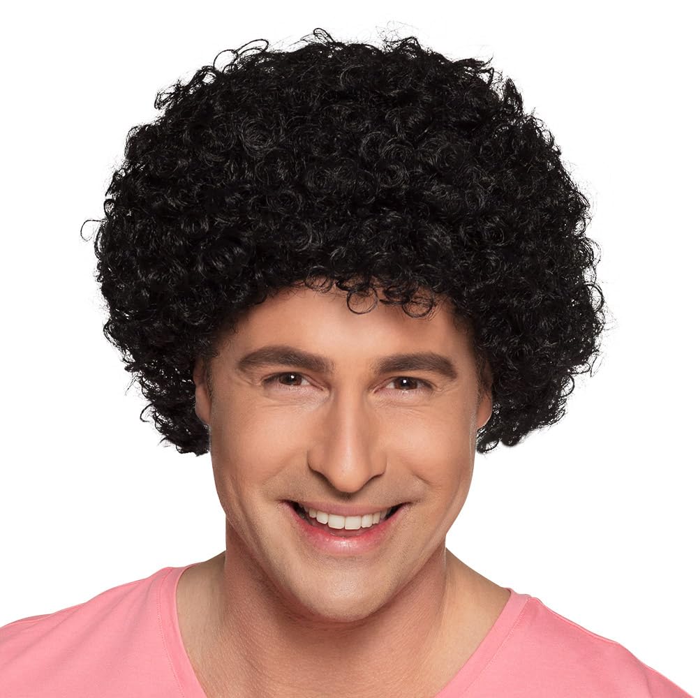 Boland 85928 - Black Wig with Curls, Curly Wig for Costumes, Synthetic Hair for Carnival and Theme Party