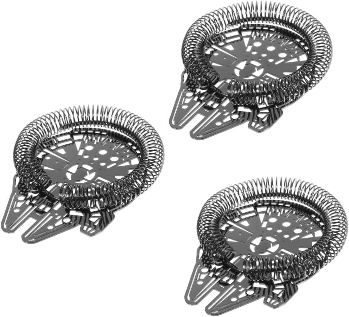 GLEAVI 3pcs Stainless Steel Cocktail Strainer Mesh Filter for Ice Fruit Pulp Bar Tool for Bartending Home Use Black Finish