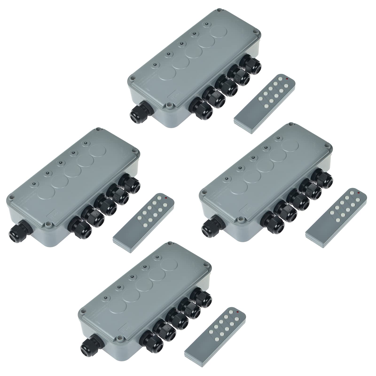 NineLeaf 5GANG Remote Switch Box, 13A 5G Junction Box, Waterproof IP66 Outdoor Electrical Surface Wiring Junction Boxes with Remote Control, Cable Gland Included, 220V 230V 240V, 4 Pack