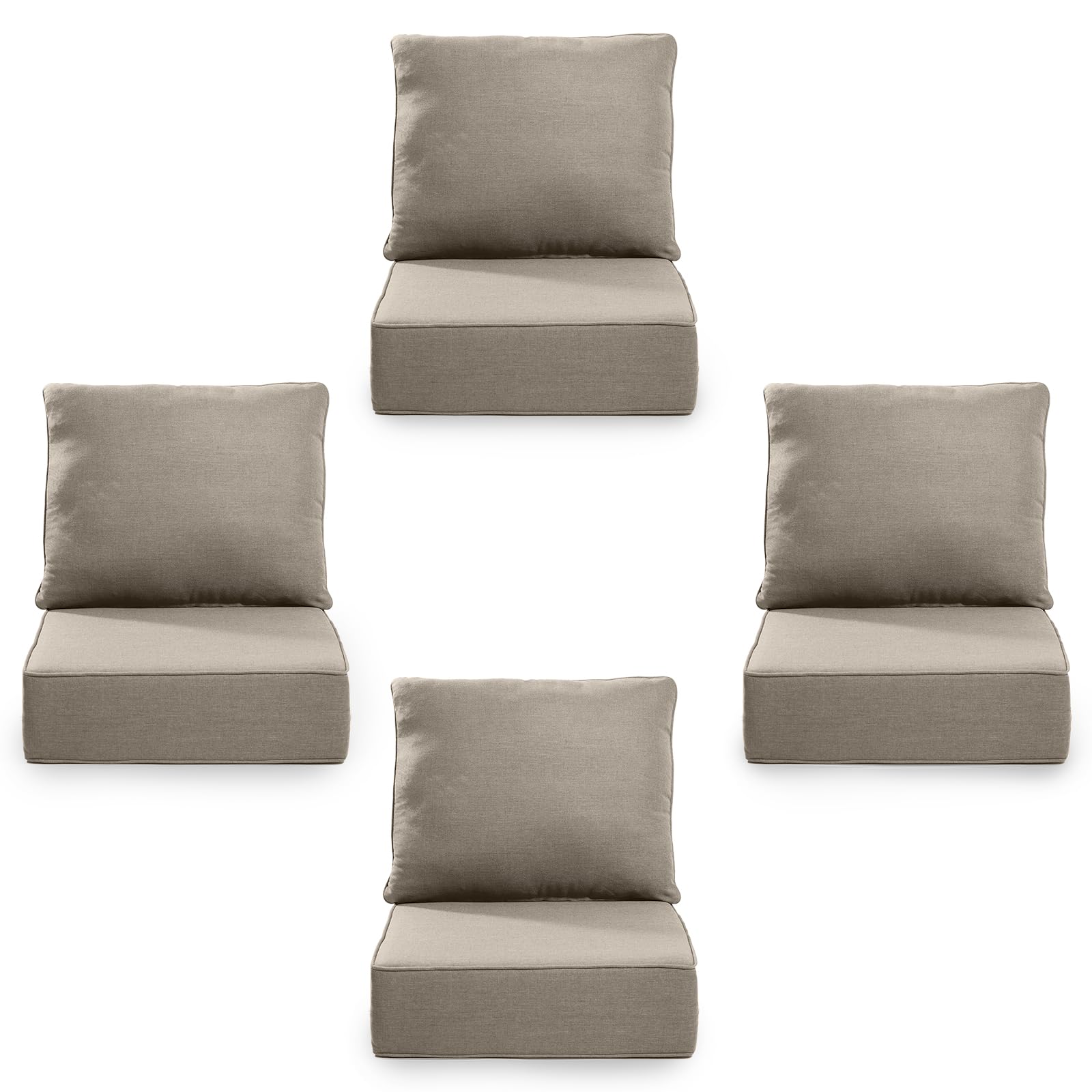 Outdoor Cushion Set for Furniture patio furniture,UV Resistant,Waterproof outdoor cushion set - 6 Inch thick foam garden cushions– 24x24 Inch Patio