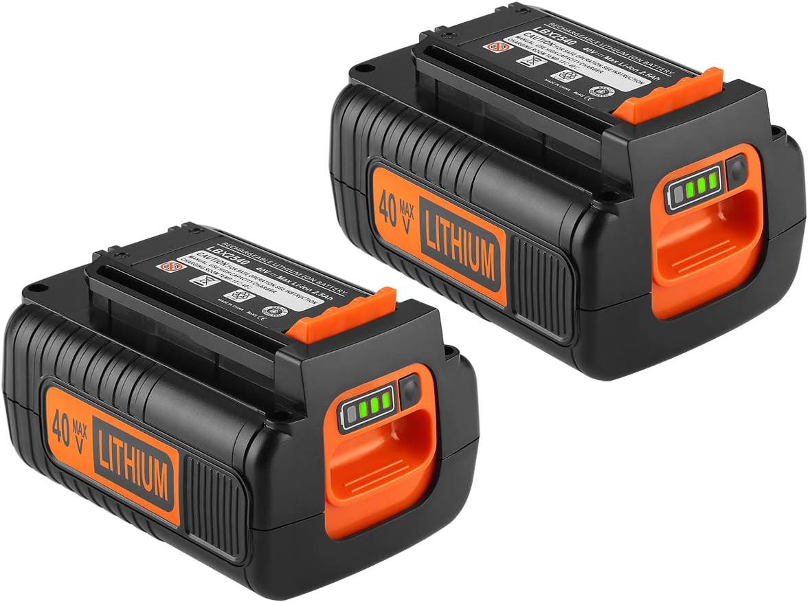 Powilling 2Pack 40V MAX 2.5Ah Lithium Replacement Battery for Black and Decker 40V Battery LBX2040 LBXR36 LBXR2036 LST540 LCS1240 LBX1540 LST136W Black+Decker Lithium Battery