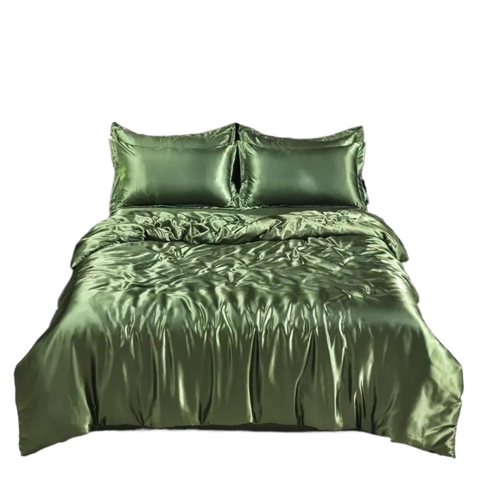 UALXPAO silk bedding Satin Silk Bedding Set with Duvet Cover Bed Sheet Pillowcases Solid Single Double Couple Pillow Case Bedsheet(Color L,180x220cm 4 pcs set)