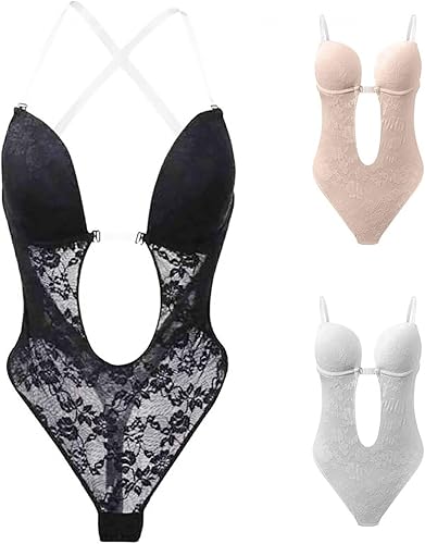 Apfopard Lace Shapewear for Women Tummy Control Build in Bra Bodysuits Plus Size Body Shaper Bra Sexy Invishaper Invisible