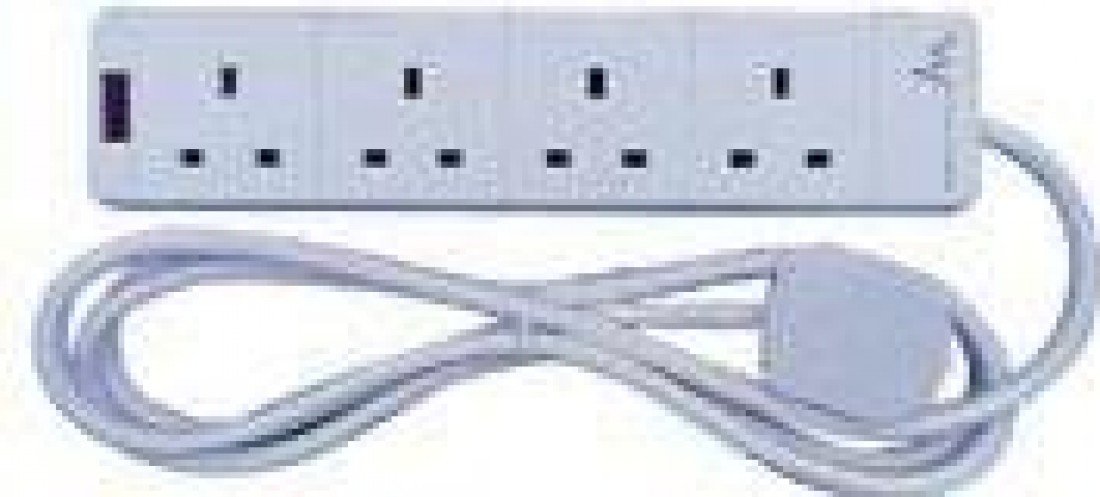 4-way extension lead, surge protection, 5.0m