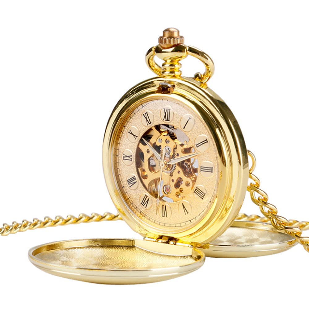 Silber Golden Smooth Mechanical Watch Herren Taschenuhren Männer Frauen handwickelnde Taschenuhr Kette einfache Uhren