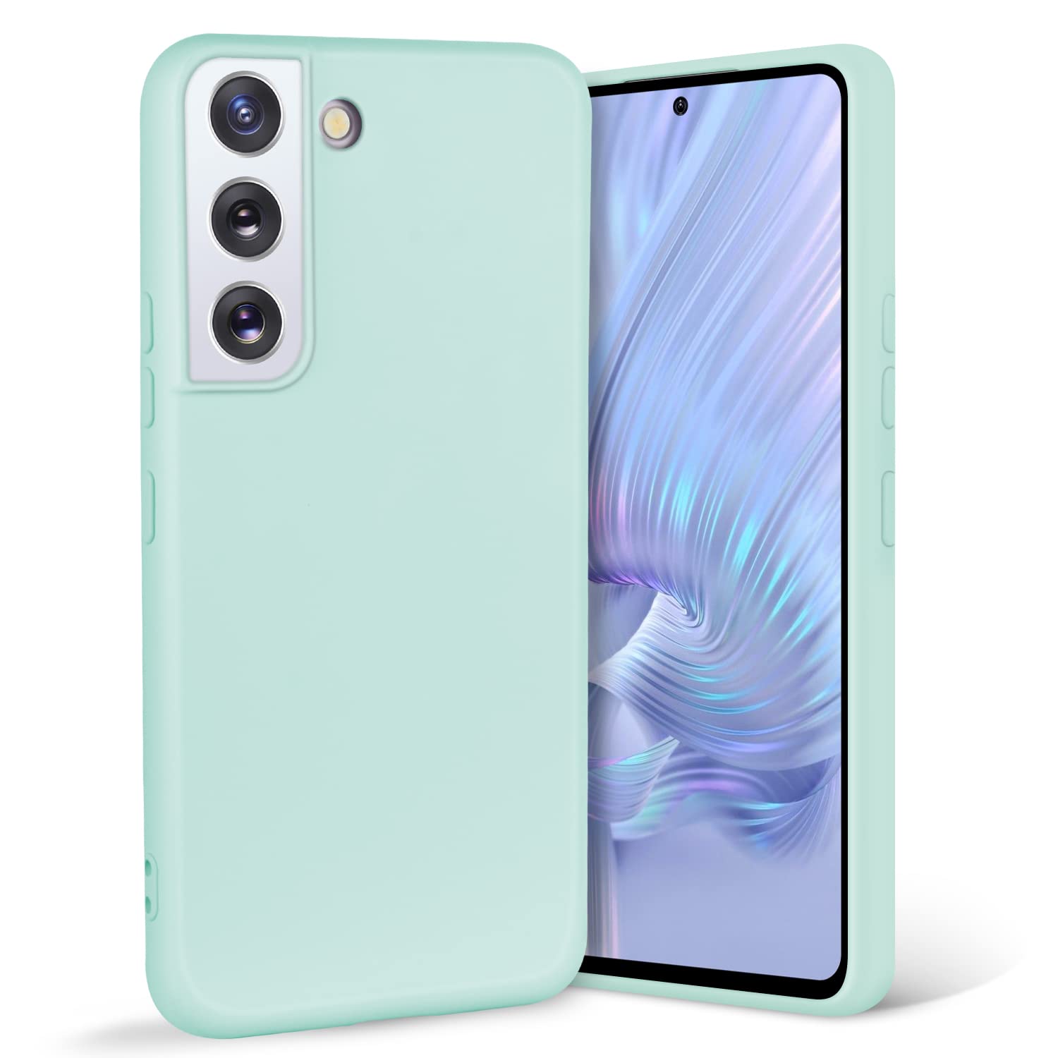 Boaixiaen for Galaxy S22 Case, Liquid Silicone Slim Soft TPU Fit Full Body Protection Shockproof Phone Cover for Galaxy S22 6.1" 2022 (Mint)