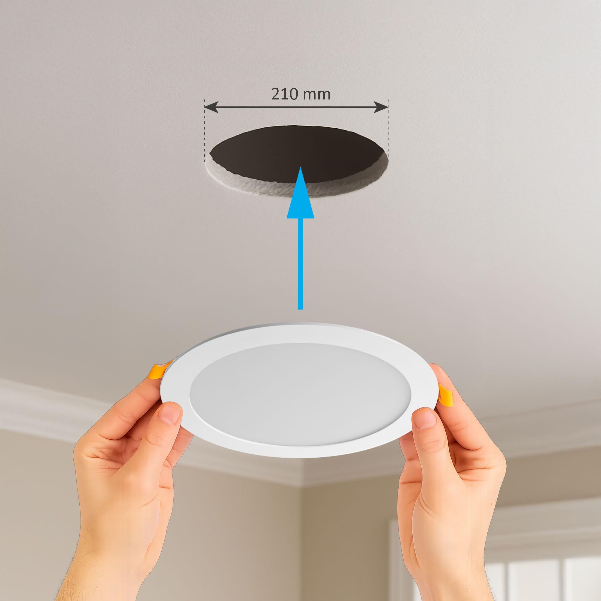 Maxkomfort 6er Set LED Panel 18W rund CCT ultraslim – Einbaustrahler 220x220mm, flach, Deckenleuchte, warmweiß/neutralweiß/kaltweiß schaltbar, Weiß, IP20-2601