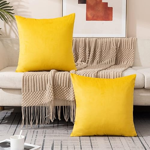 Miniatura 3 de Juego de 2 fundas de almohada de terciopelo con rellenos incluidos, 18 x 18 pulgadas, fundas decorativas suaves y sólidas para sofá, dormitorio,