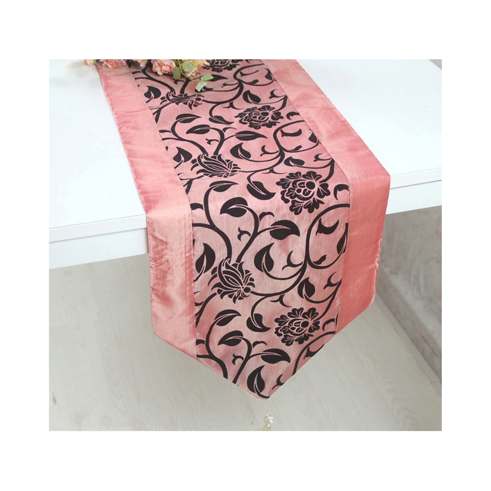 Chemin de table de Noël en soie synthétique rose, idée cadeau déco - 4