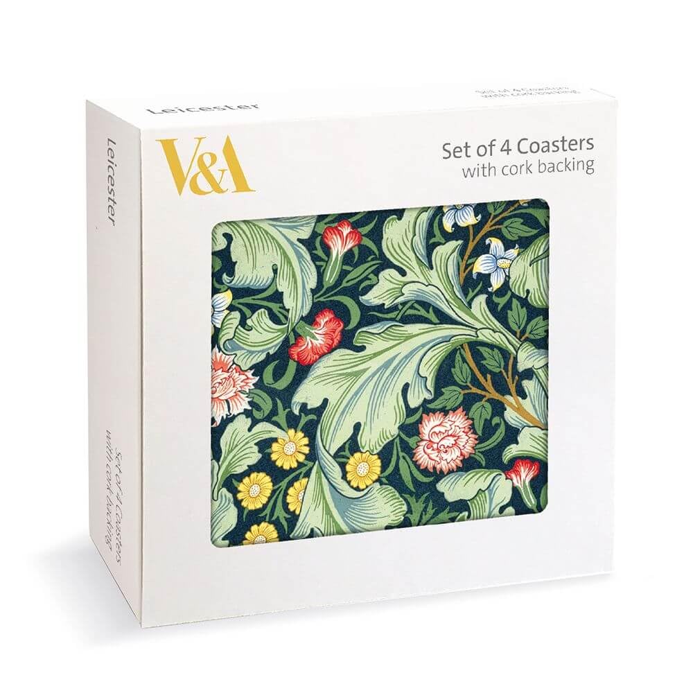 Leicester Wallpaper Coasters J.H. Dearle Stylish Print - Set of 4 Cork Backing