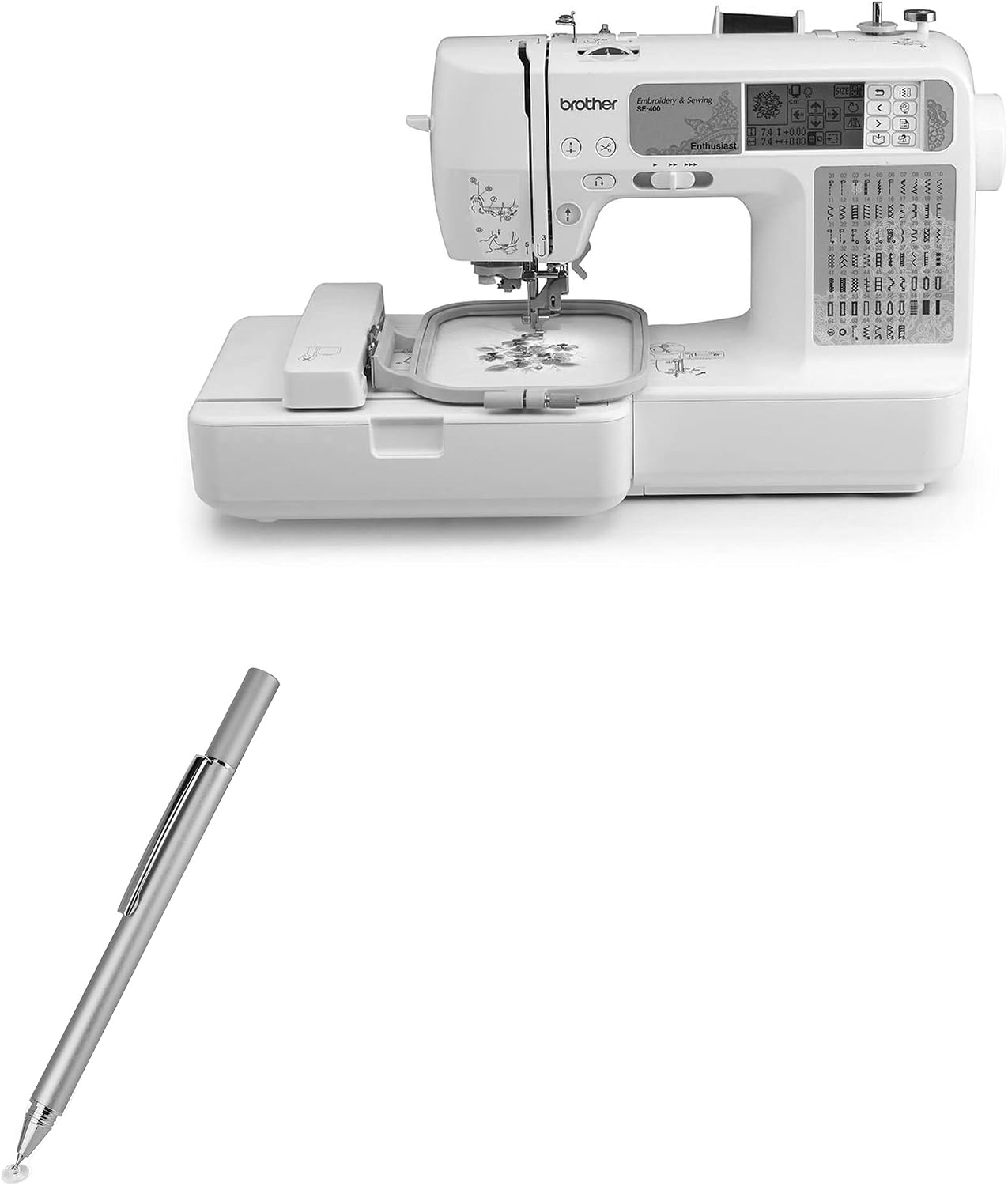 BoxWave Stylus Pen Compatible with Brother SE400 - FineTouch Capacitive Stylus, Super Precise Stylus Pen - Metallic Silver