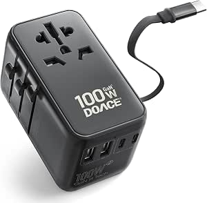DOACE 100W GaN Universal Travel Adapter with USB-C Cable