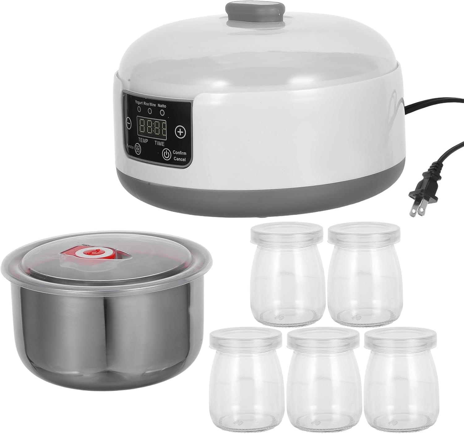 NUOBESTY Automatic Digital Yogurt Maker 1.2l with Temperature Control and 36-hour Timer Lcd Display Electric Yogurt Machine for Home Kitchen Use