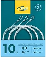 Vista 71 de SF Líder Cónico Pre-Atado con Lazo para Pesca con Mosca de Nailon Transparente para Trucha de Agua Dulce y Salada Bonefish Permit Lubina Salmón