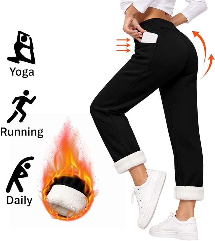 YMADREIG Fleece Lined Pants Women Winter Thermal – product photo 4 of 7
