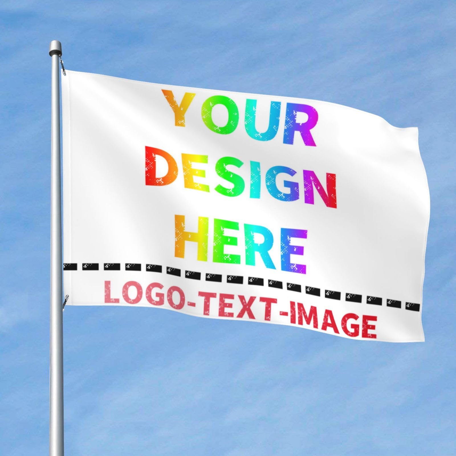 Drapeau Personnalisé 5x8 Pieds (environ 1.5x2.4m) - Impression Simple Face Avec Votre Logo/Photo/Text - Pour Extérieur, Jardin, Événements Sportifs - 7