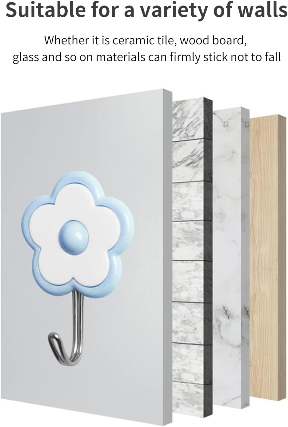 15 Pack Cute Flower Utility Hooks Self Adhesive Wall Hangers Without Nails Key Holder Decor Dorm Command Hooks Stick On Kitchen Bathroom Office Mixed Color