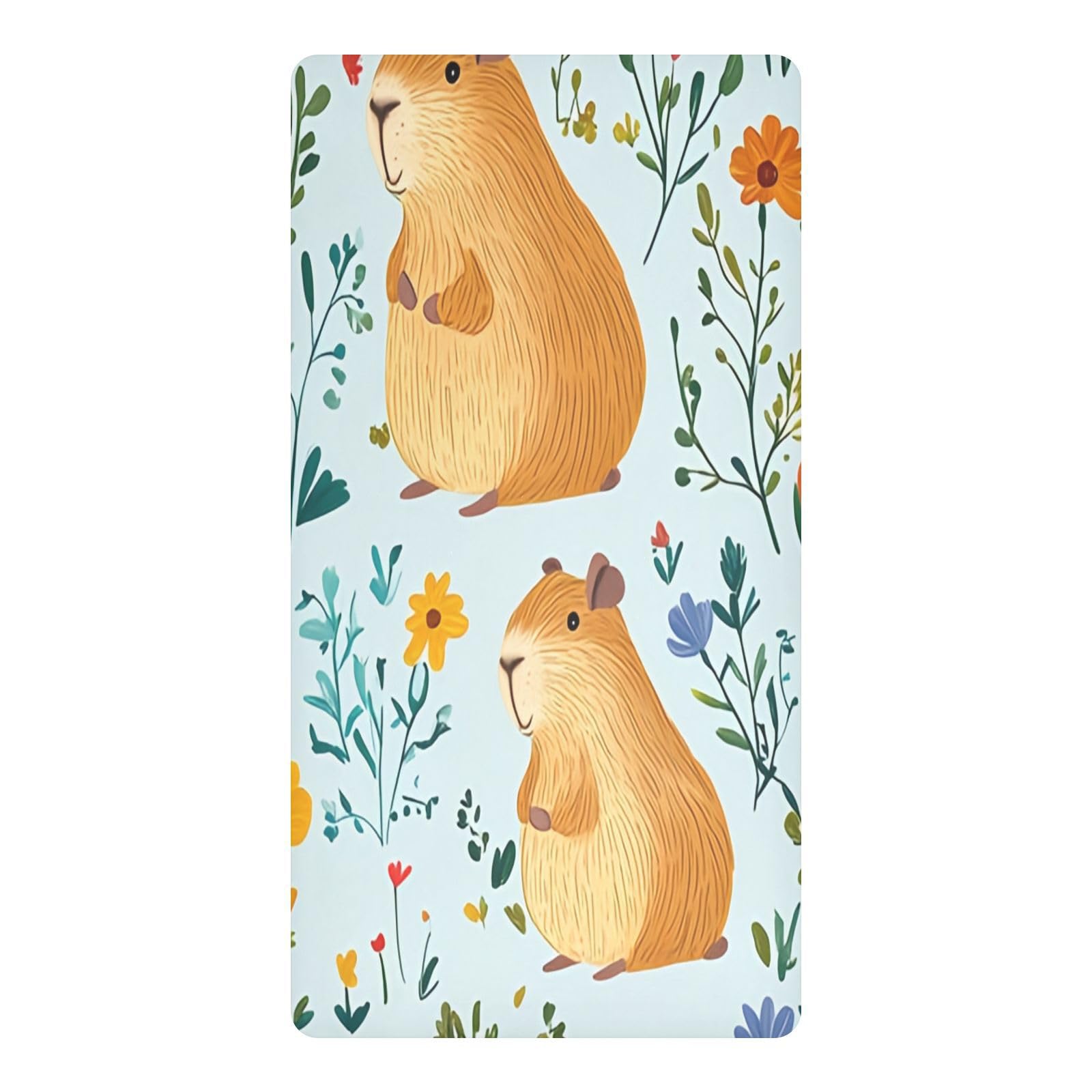 JiangGgen Capybaras and Flowers Baby Crib Sheet Soft Breathable for Standard Crib-M