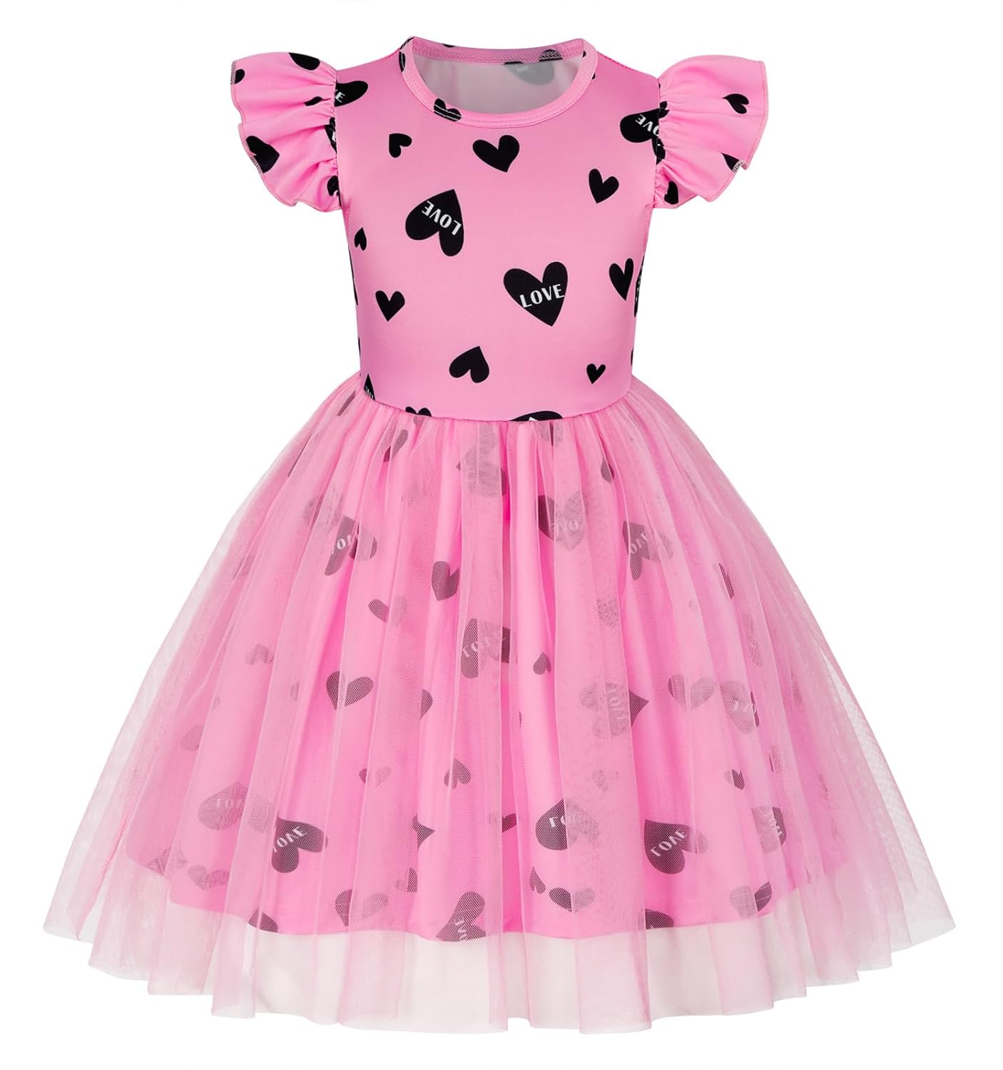 WonderBabe Vestido de tule infantil de unicórnio, manga com babados, roupa de aniversário, férias, meninas, sereia, casual, saia tutu