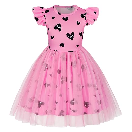 WonderBabe Vestido de tule infantil de unicórnio, manga com babados, roupa de aniversário, férias, meninas, sereia, casual, saia tutu