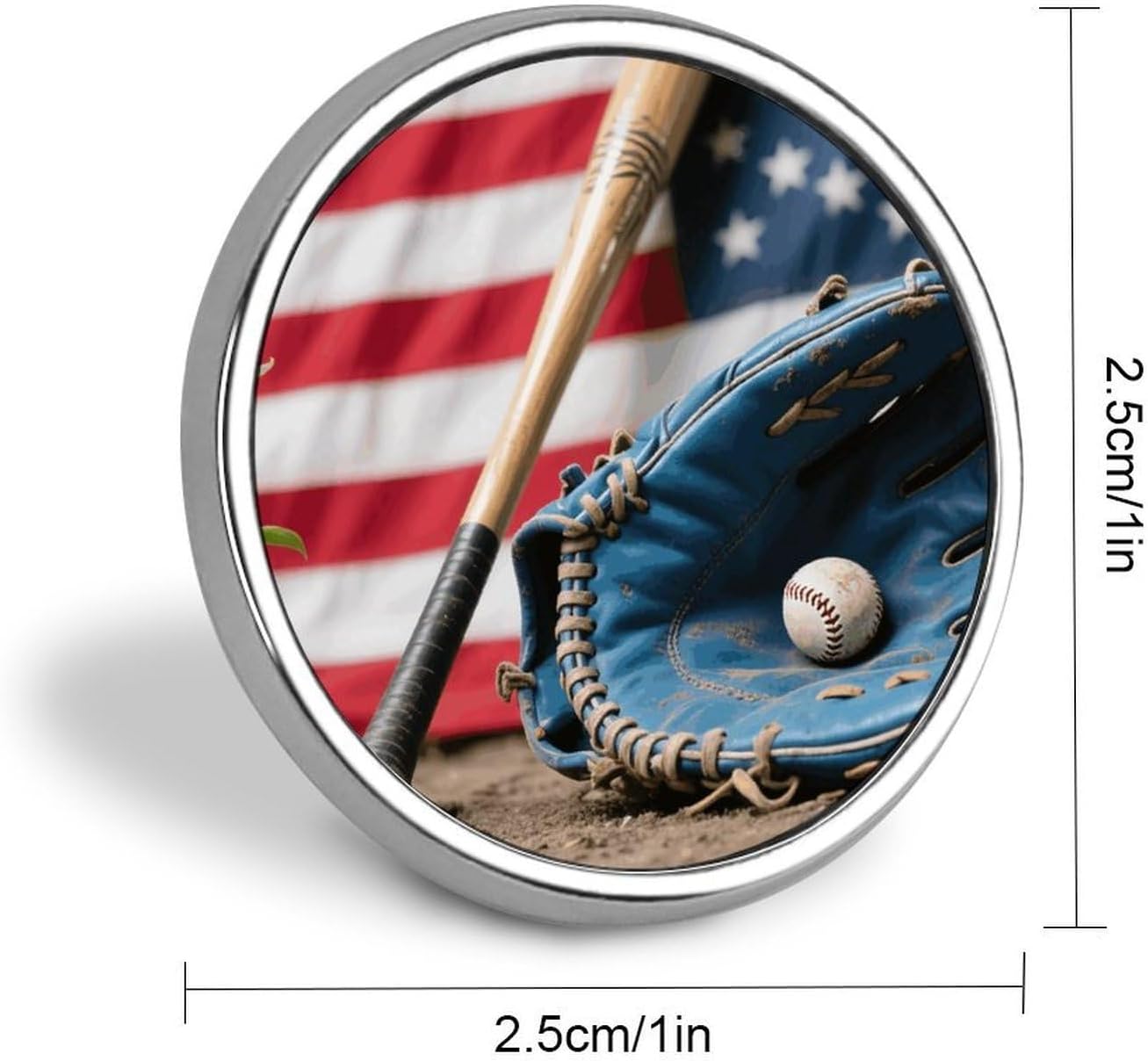 Baseball Glove And Bat Lapel Pin Round Badge Brooch Pin for Clothes image 2
