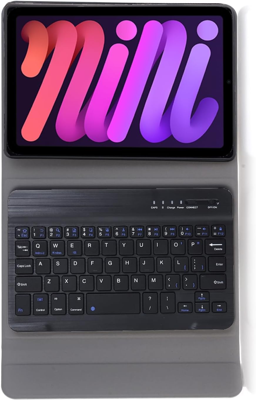Keyboard Case for iPad mini 7 A17 Pro & iPad mini 7th/6th Generation (2024/2021) - Detachable Bluetooth Keyboard with Slim Folio Stand, USB-C Rechargeable, and Pen Holder (Black)