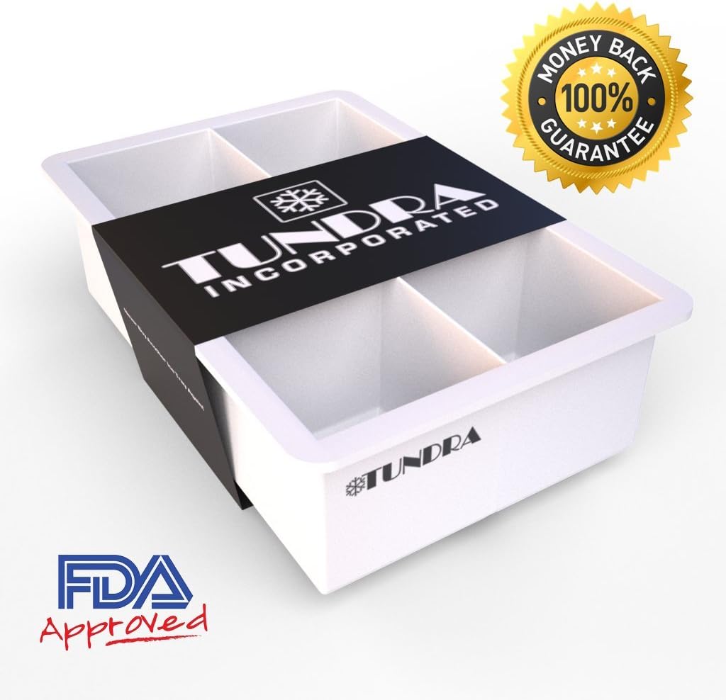 Tundra Extra Large Square Silicone Ice Cube Trays, White, Sold Individually, Lifetime Guarantee