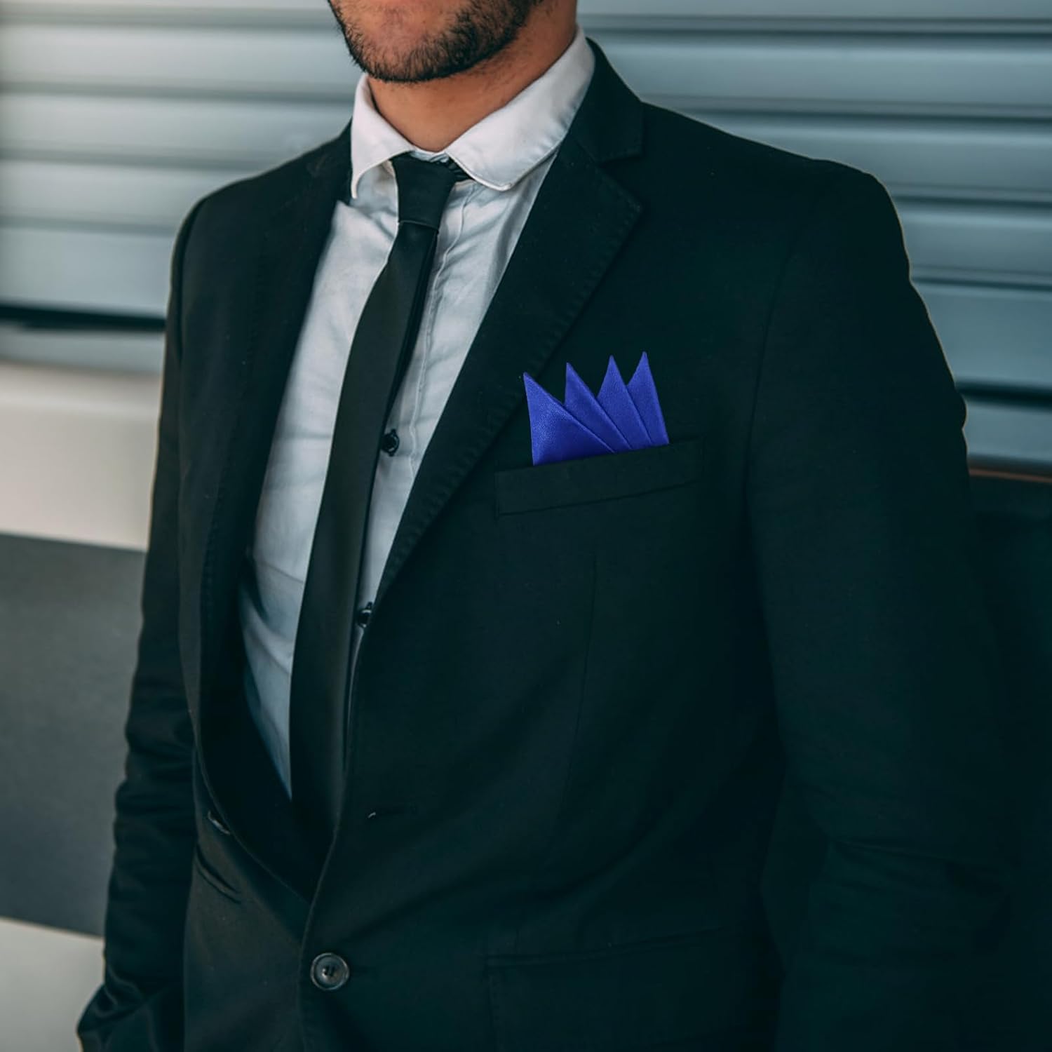 Prefolded Pocket Squares for Men Solid Color Pre-folded Mens Handkerchief Suit Pocket Square for Business Wedding - Image 2