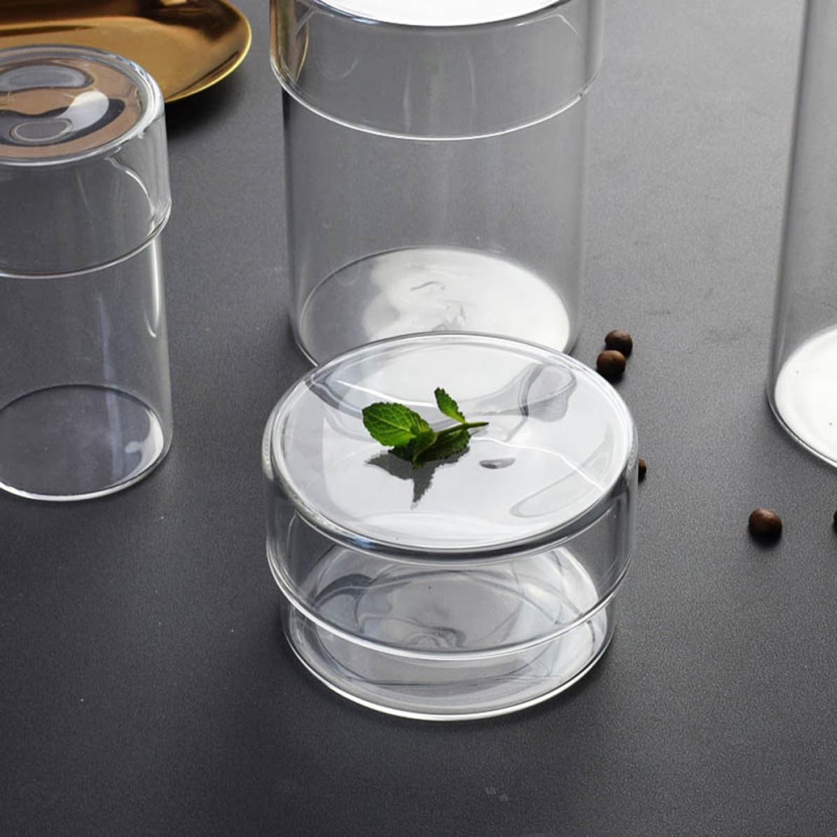 GALPADA 4 Stück Glas Vorratsdosen Luftdicht mit Deckel Lebensmittelbehälter aus Glas zur Aufbewahrung von Zucker und Kaffeebohnen für Haushalt