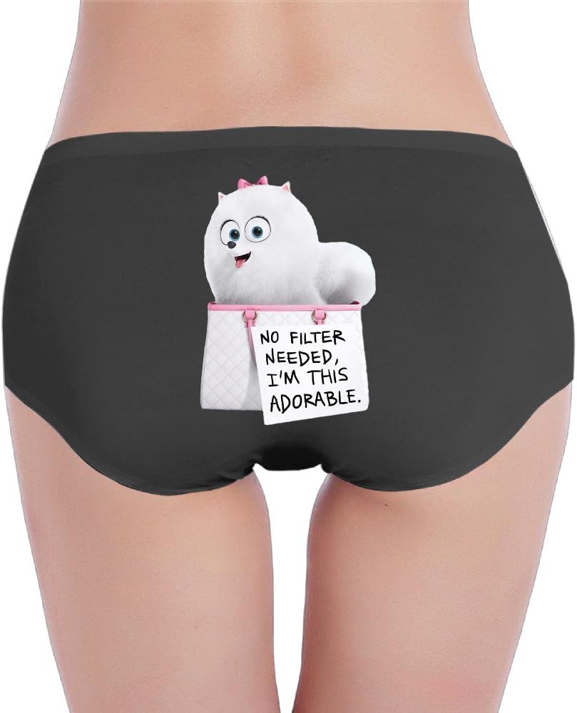 The Secret Life Of Pets Doggy Low-Rise Sexy Women's Fashion Underwear Seam Free Briefs.Brief Hipsters Brief Black M