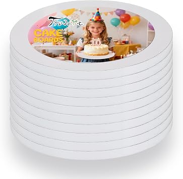 Trwcrt 10 PCS Cake Boards 12 Inch Round, Cake Drums 1/2 Inch Thick Sturdy Multiple Layers Smooth Edged for Birthday Wedding Party Displays