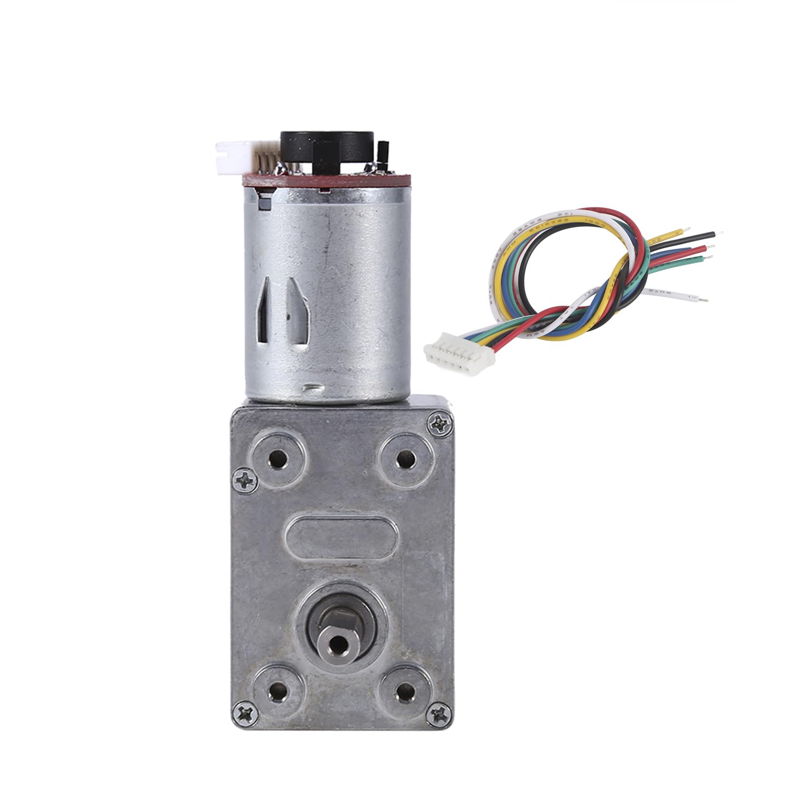 Motore Riduttore Encoder con Motoriduttore a Vite Senza Fine DC 12V Albero Verticale Autobloccante Robusto per Varie Dimensioni di Installazione (100 giri/min)